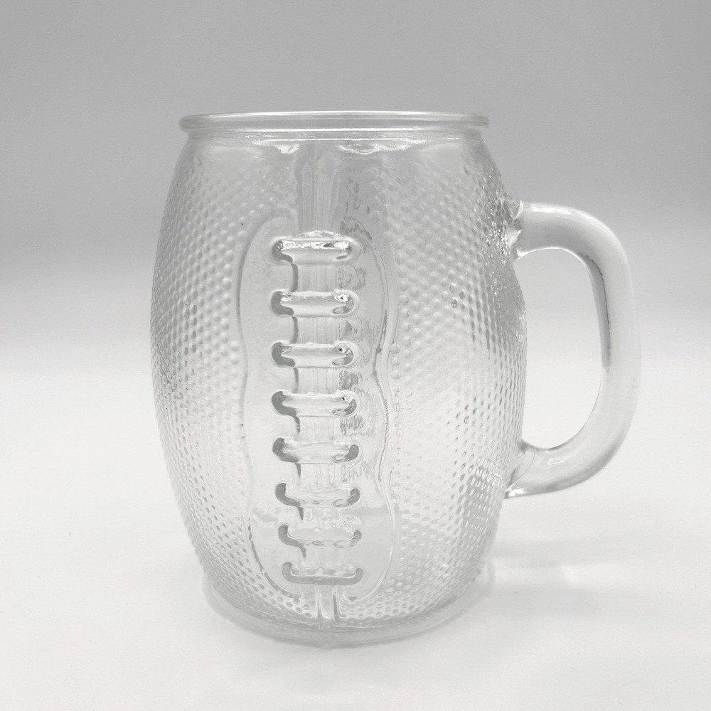 Home Essentials XL Football Beer Mug Clear Textured Glass Stein